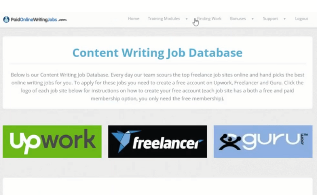 paid online writing jobs database